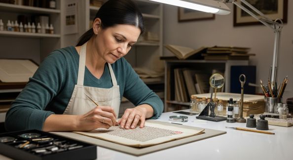 Portrait d’une restauratrice de manuscrits anciens et sa vision durable du métier